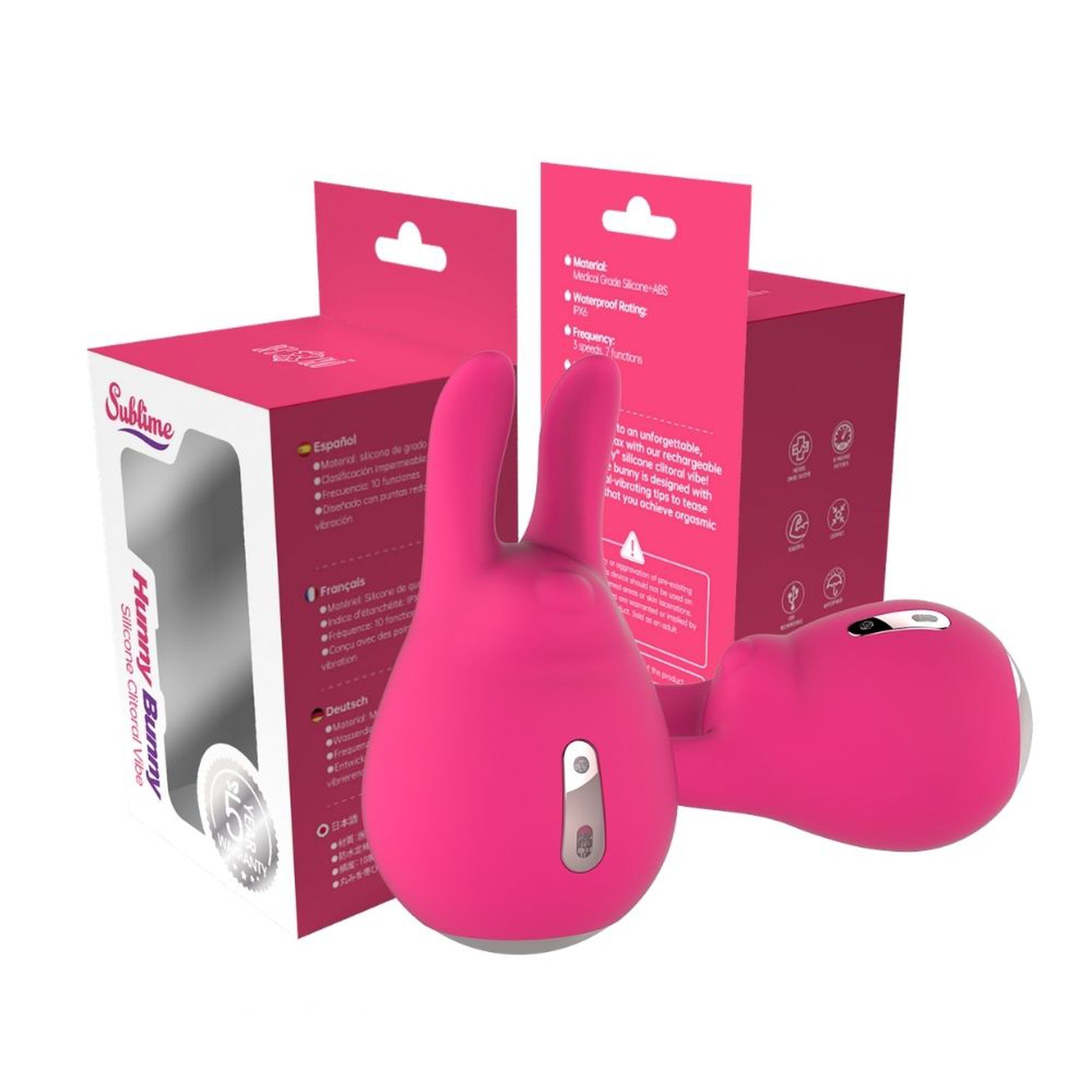 Hunny Bunny Hot Pink Silicone Clitoral Vibe Sublime Package