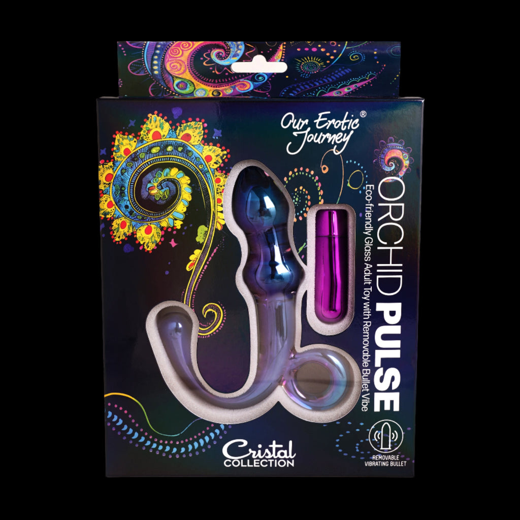 Orchid Pulse Glass Toy with Removable Bullet Vibe - Our Erotic Journey