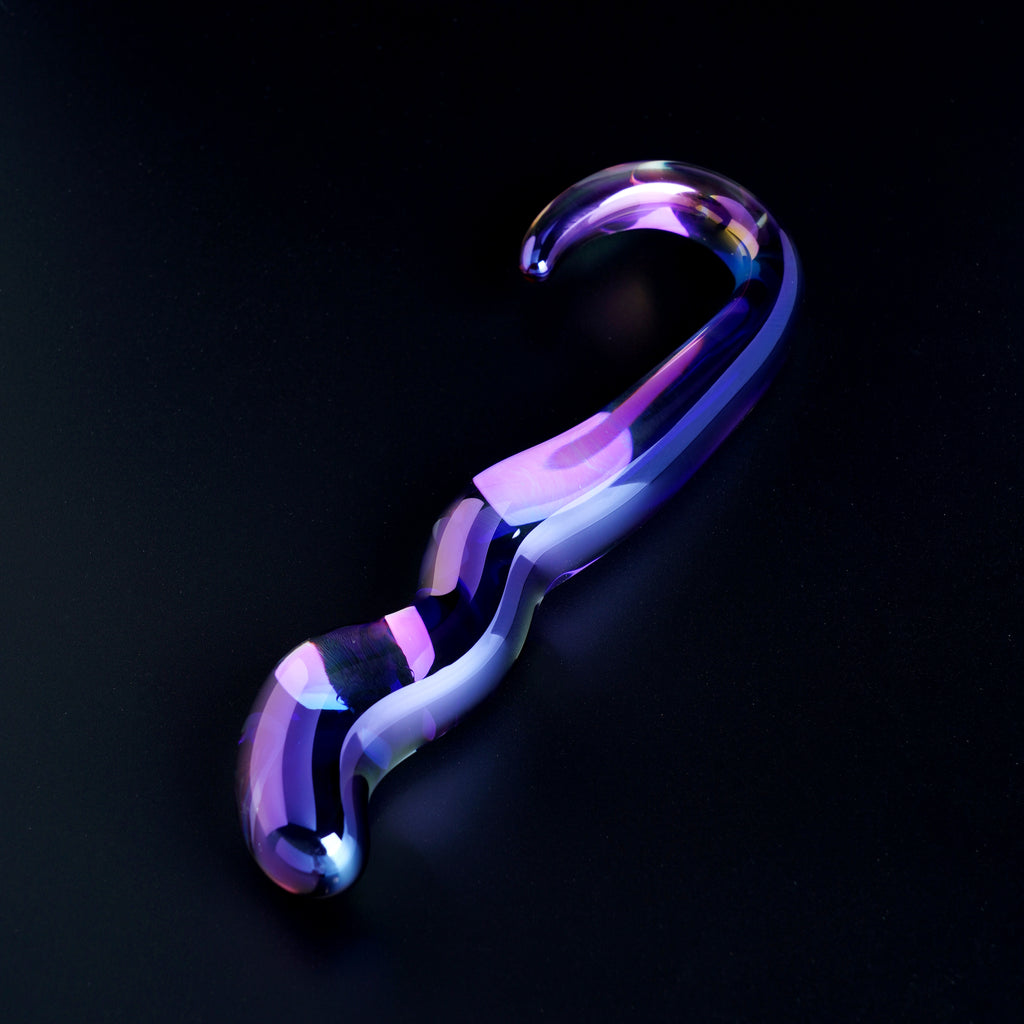 Blue Flame Curved Glass Dildo - Our Erotic Journey