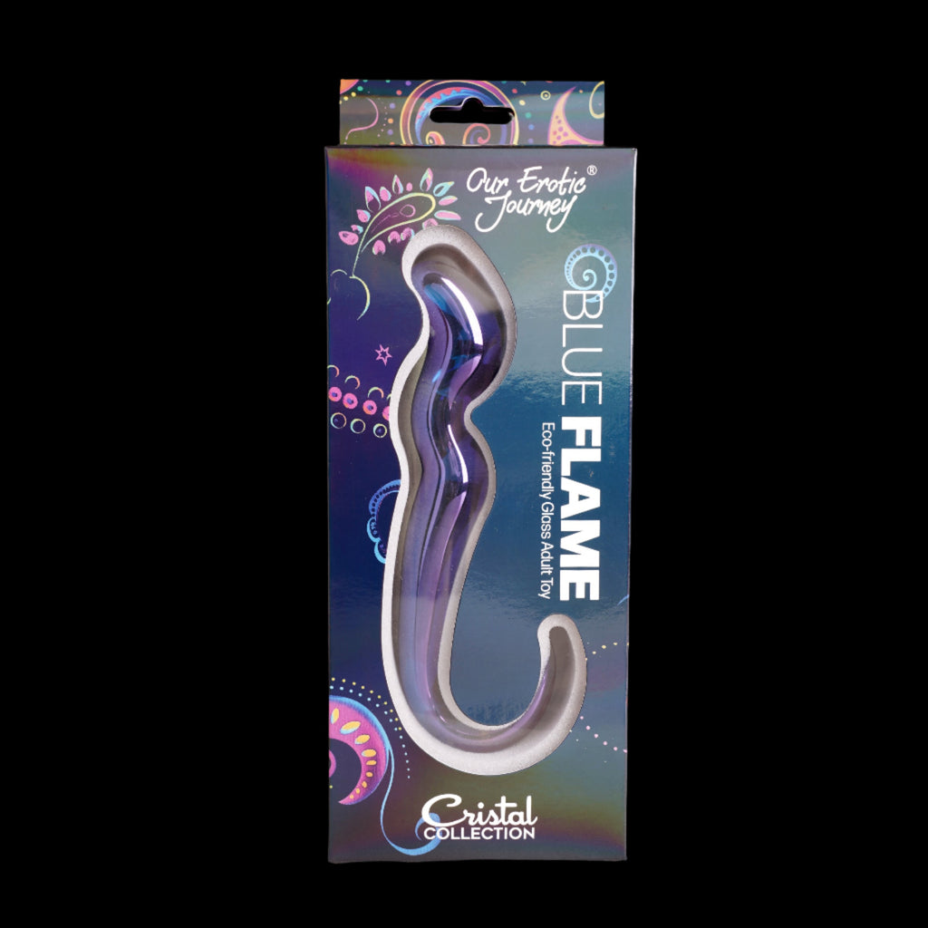 Blue Flame Curved Glass Dildo - Our Erotic Journey