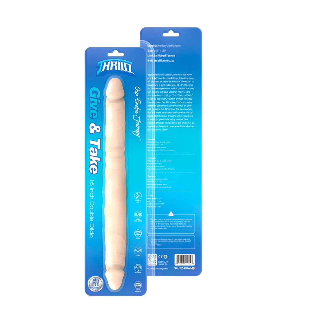 Give & Take 16" Double Ended Flexible Body Safe Silicone Dildo - Our Erotic Journey