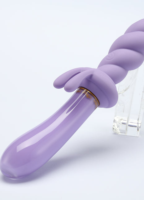 Jade Twist Glass Dildo Rabbit Vibrator
