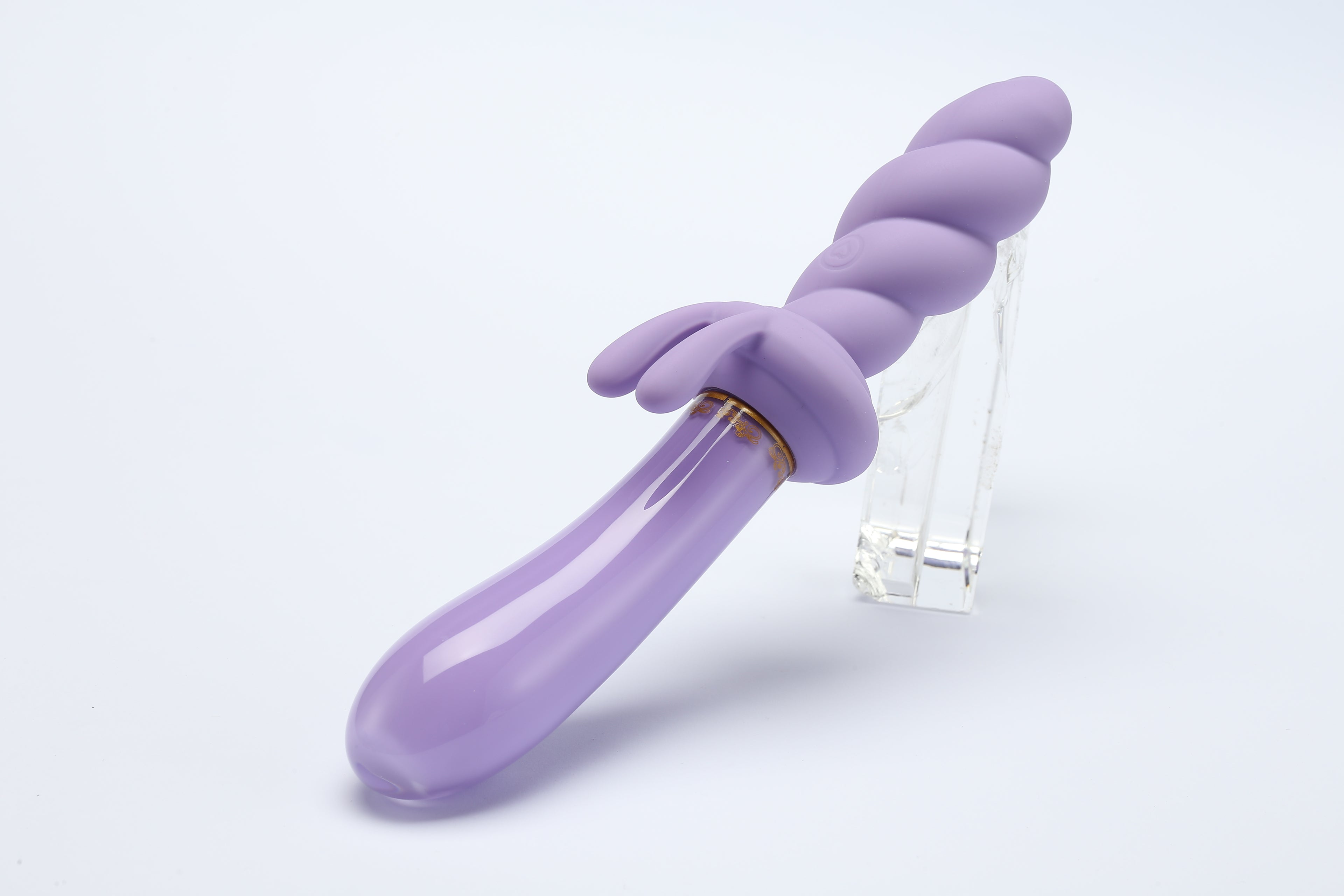 Jade Twist Glass Dildo Rabbit Vibrator