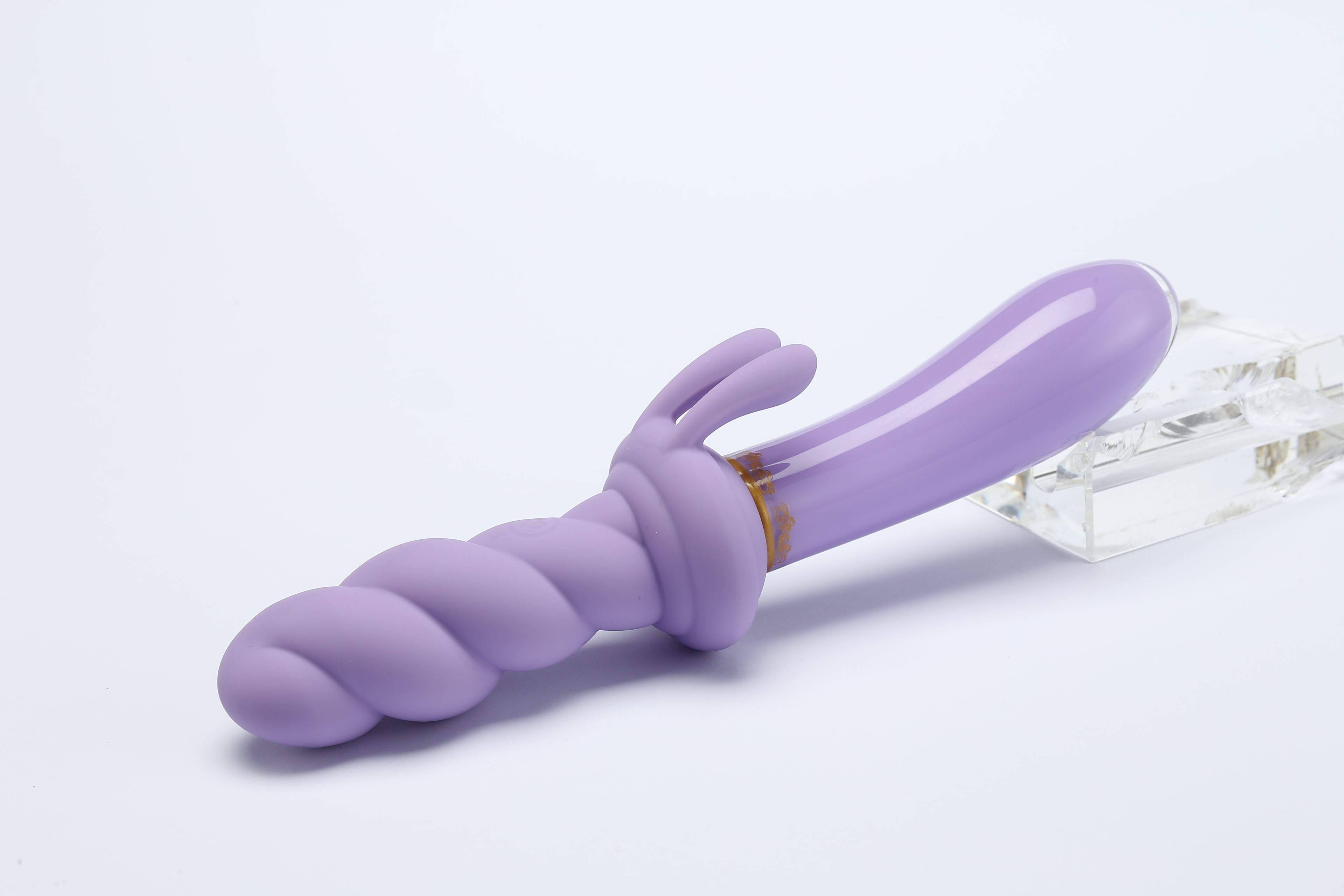 Jade Twist Glass Dildo Rabbit Vibrator
