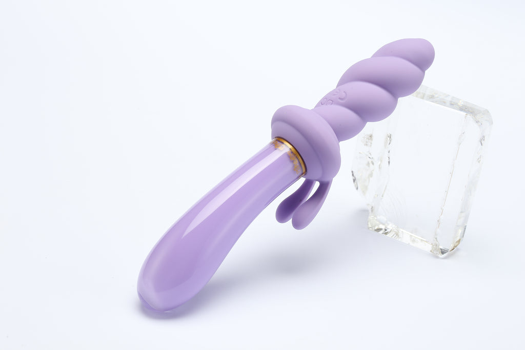 Jade Twist Glass Dildo Rabbit Vibrator