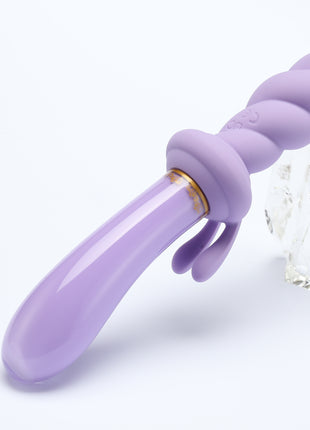 Jade Twist Glass Dildo Rabbit Vibrator