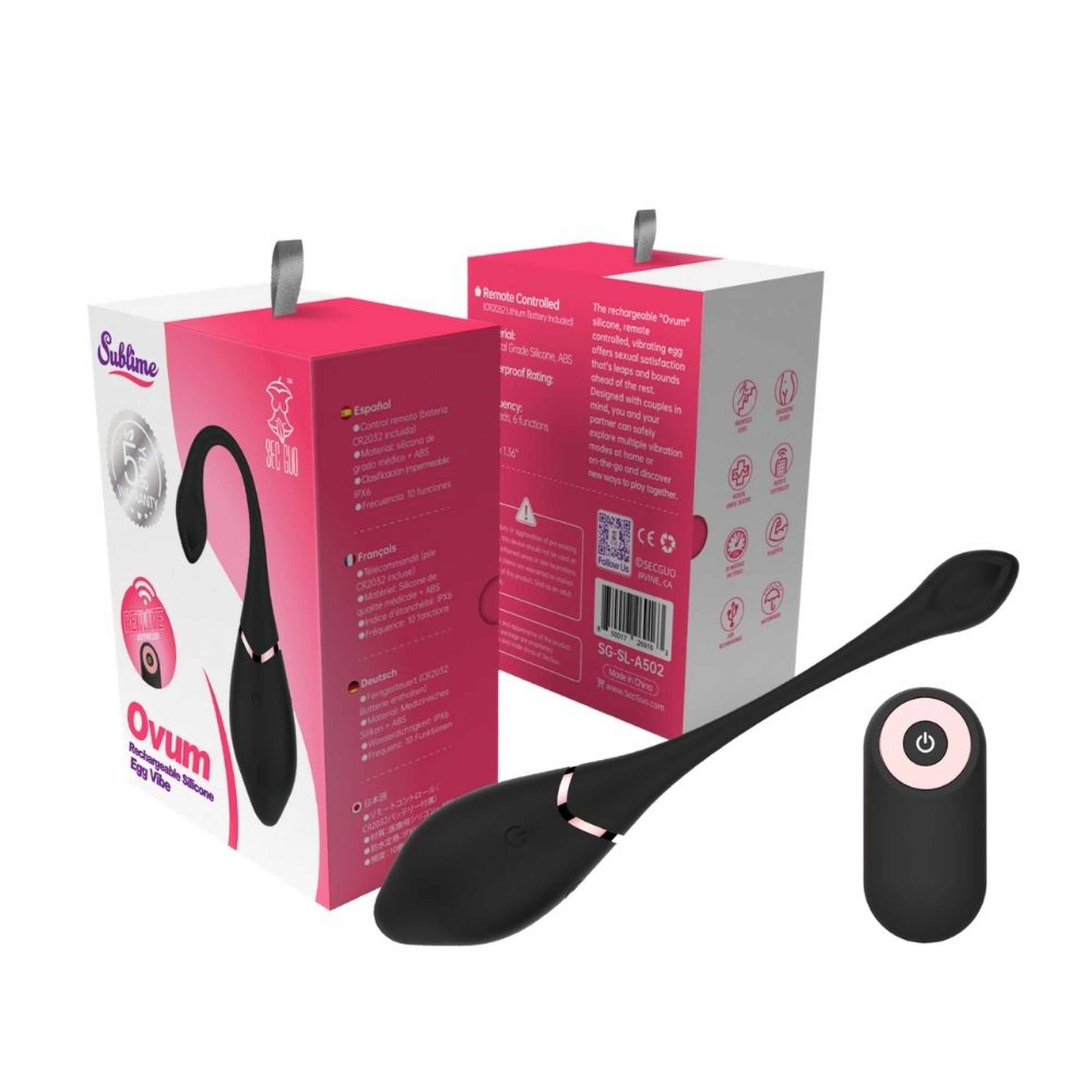 Ovum Rechargeable Black Silicone Egg Vibe Sublime Package