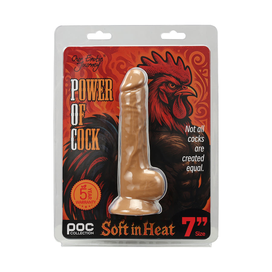 Power of Cock #1-Dual Density Realistic 7 inch Dildo-Light Caramel
