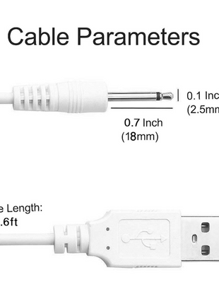 USB Charging Cable for Massager 2.5mm Fast Charging Replacement Charger Cord